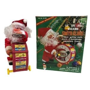 Vintage 1980s Walking Santa‎ Claus Drummer Musical Toy 10 Inch READ DESCRIPTION